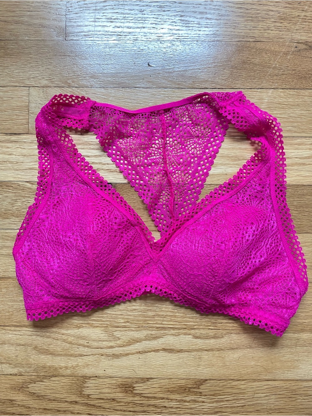 Victoria's Secret Hot Pink Lace Racerback Bralette Small
